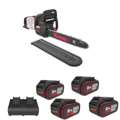 KRESS 40V 35cm Brushless Chainsaw KG346E.9 Bundle Kit (2 x 4Ah Batteries KAB04 & 4A Dual Charger KAC04) - Image 1