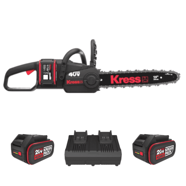 KRESS 40V 40cm Brushless Chainsaw KG347E.9 Bundle Kit (2 x 4Ah Batteries KAB04 & 4A Dual Charger KAC04) - Image 1